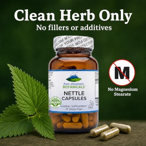 Cápsulas de Hoja de Ortiga Pura de Montaña Botanicals - Suplemento Orgánico de 500mg - 75 Cápsulas Veganas Kosher - Sin OGM y Sin Gluten - imagen 4