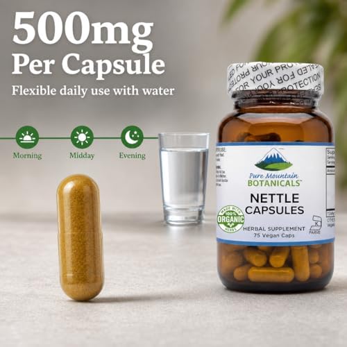 Cápsulas de Hoja de Ortiga Pura de Montaña Botanicals - Suplemento Orgánico de 500mg - 75 Cápsulas Veganas Kosher - Sin OGM y Sin Gluten - imagen 8