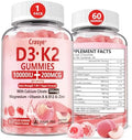 Gomitas Crasye de Vitamina D3 K2 10000 IU con 500mg de Calcio, Magnesio y Zinc Sin Azúcar, Sabor Durazno - 60 Gomitas - 30 Porciones - imagen 1
