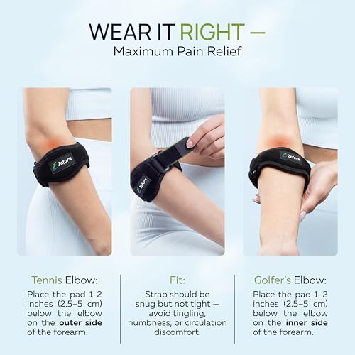 Faja para Codo de Tenista con Almohadilla de Compresión (2 Piezas) - Alivio Efectivo del Dolor para Codo de Tenista y Golfista para Hombres y Mujeres - imagen 4