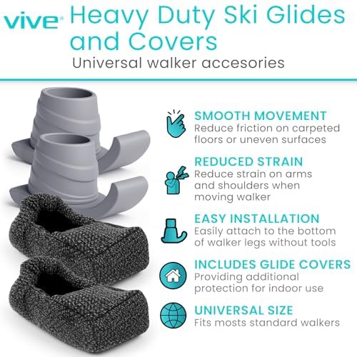 Deslizadores y Fundas Vive para Andadores (4 PZS) - Accesorios para Personas Mayores - Patas Deslizantes para Andadores Plegables - Reemplazo, Fácil - imagen 2
