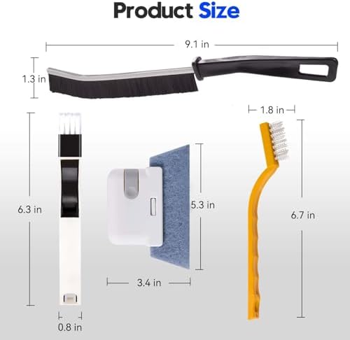 Juego de Herramientas para Limpiar Rieles de Ventana, Kit de 14 Piezas para Cepillos de Limpieza de Ranuras para Puertas Corredizas, Sills, Azulejos, - imagen 3