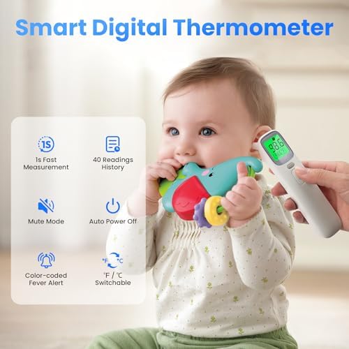 Termómetro Digital 3 en 1 para Oídos y Frente para Adultos y Niños, Termómetro de Bebé Preciso con Alarma de Fiebre, Pantalla LCD, Modo Silencioso y - imagen 2