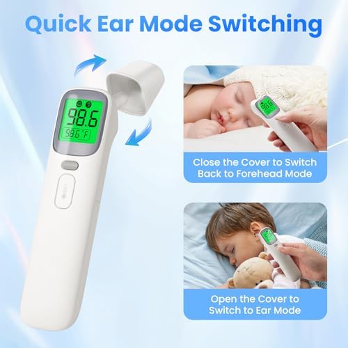 Termómetro Digital 3 en 1 para Oídos y Frente para Adultos y Niños, Termómetro de Bebé Preciso con Alarma de Fiebre, Pantalla LCD, Modo Silencioso y - imagen 4