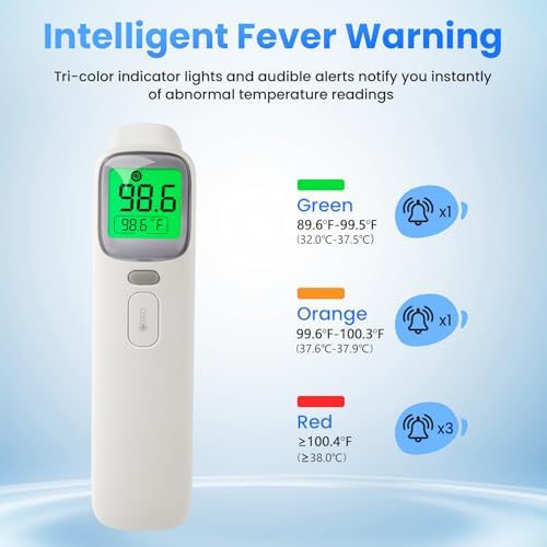 Termómetro Digital 3 en 1 para Oídos y Frente para Adultos y Niños, Termómetro de Bebé Preciso con Alarma de Fiebre, Pantalla LCD, Modo Silencioso y - imagen 6