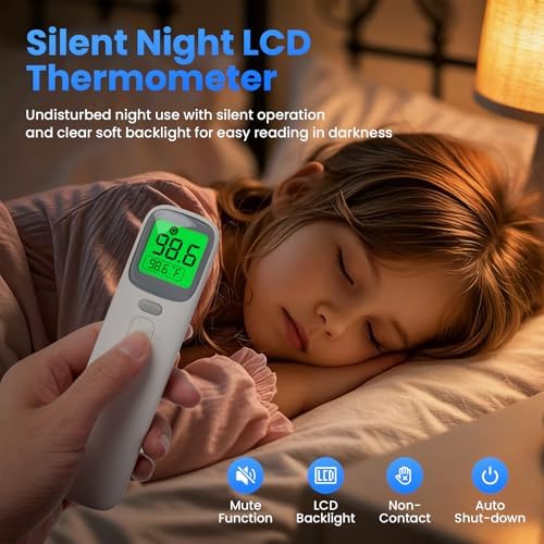 Termómetro Digital 3 en 1 para Oídos y Frente para Adultos y Niños, Termómetro de Bebé Preciso con Alarma de Fiebre, Pantalla LCD, Modo Silencioso y - imagen 7