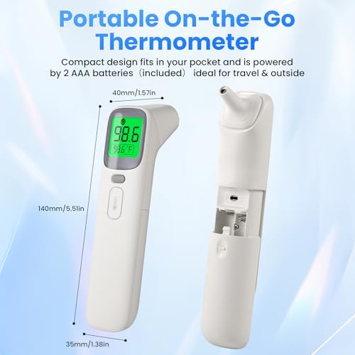 Termómetro Digital 3 en 1 para Oídos y Frente para Adultos y Niños, Termómetro de Bebé Preciso con Alarma de Fiebre, Pantalla LCD, Modo Silencioso y - imagen 8