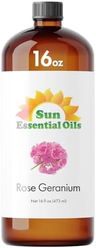Aceites Esenciales Sun 4oz - Aceite Esencial de Rosa Geranio - 4 Onzas Líquidas - Aceite Esencial de Rosa y Geranio - imagen 1