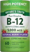 Vitamina B12 5000 mcg de Nature's Truth | 60 Tabletas | Sabor Natural a Bayas, Disolución Rápida | Suplemento Vegano, No GMO y Sin Gluten - imagen 1