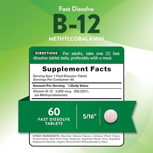 Vitamina B12 5000 mcg de Nature's Truth | 60 Tabletas | Sabor Natural a Bayas, Disolución Rápida | Suplemento Vegano, No GMO y Sin Gluten - imagen 2