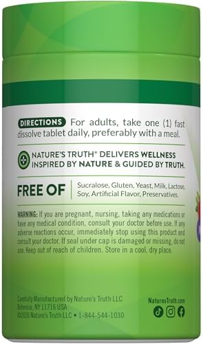 Vitamina B12 5000 mcg de Nature's Truth | 60 Tabletas | Sabor Natural a Bayas, Disolución Rápida | Suplemento Vegano, No GMO y Sin Gluten - imagen 7