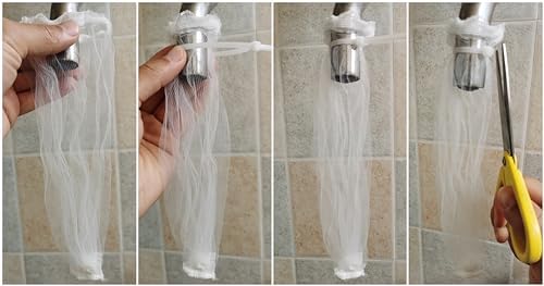 Trampas de pelusa para manguera de lavadora - 50 piezas, atrapador de pelo de perro, filtro de drenaje y bolsa de malla con 50 ataduras de cable - imagen 5