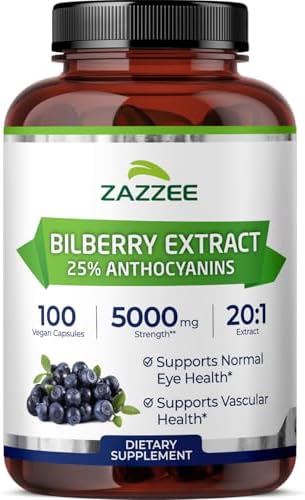 Zazzee Extracto de Arándano 20:1 Extra Fuerte, 25% Antocianinas, 100 Cápsulas Veganas, Suministro de 3+ Meses, Salud Visual y Antioxidante, No GMO, - imagen 1