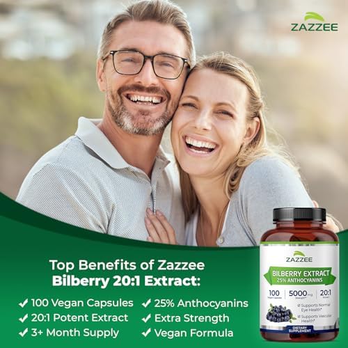 Zazzee Extracto de Arándano 20:1 Extra Fuerte, 25% Antocianinas, 100 Cápsulas Veganas, Suministro de 3+ Meses, Salud Visual y Antioxidante, No GMO, - imagen 3