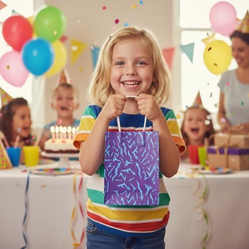 Bolsas de Fiesta Zhoeybubi 12 Piezas, Diseño de Energía Demoníaca Púrpura, Bolsas de Regalo de Papel Kraft para Cumpleaños de Niñas - imagen 2