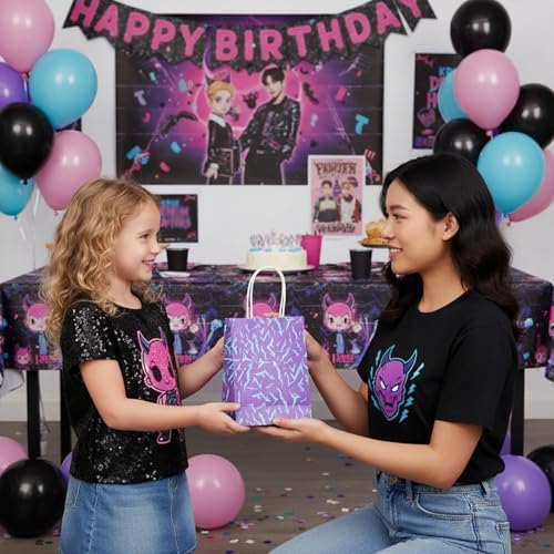 Bolsas de Fiesta Zhoeybubi 12 Piezas, Diseño de Energía Demoníaca Púrpura, Bolsas de Regalo de Papel Kraft para Cumpleaños de Niñas - imagen 4