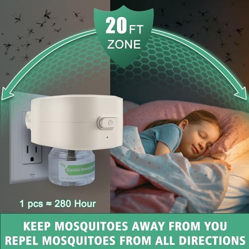 Repelente de Mosquitos Ddrihlees para Uso Interior, Enchufe Electrónico con 1 Paquete de Recargas de 280 Horas para Hogar, Dormitorio y Oficina - imagen 3