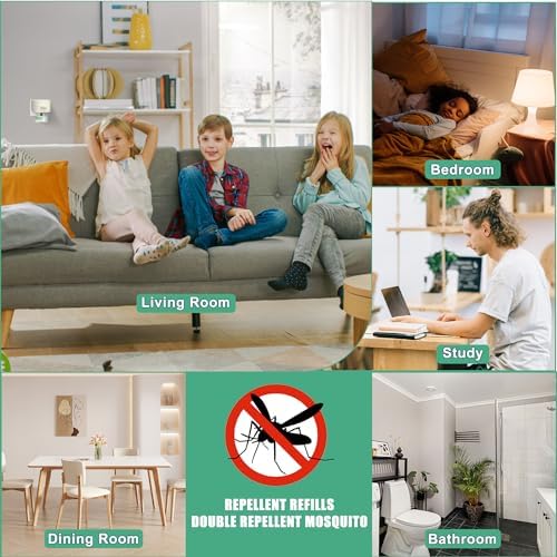 Repelente de Mosquitos Ddrihlees para Uso Interior, Enchufe Electrónico con 1 Paquete de Recargas de 280 Horas para Hogar, Dormitorio y Oficina - imagen 7