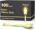 Cucharas Desechables de Plástico Doradas Dealusy, 100 Piezas, Resistentes al Calor, Sin BPA, Duraderas para Fiestas y Eventos - imagen 1