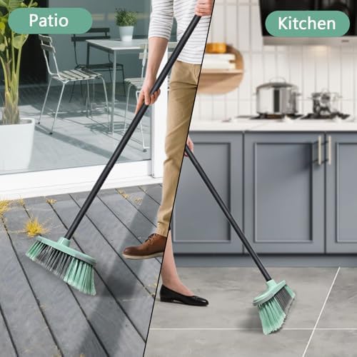 Escoba Interior de Cerdas Suaves - Ideal para Barrer Pelo de Mascotas, Limpieza de Pisos de Madera, Azulejo y Decks (Verde) - imagen 4