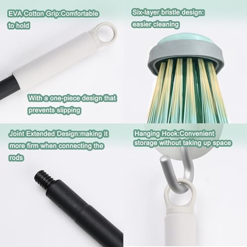 Escoba Interior de Cerdas Suaves - Ideal para Barrer Pelo de Mascotas, Limpieza de Pisos de Madera, Azulejo y Decks (Verde) - imagen 5