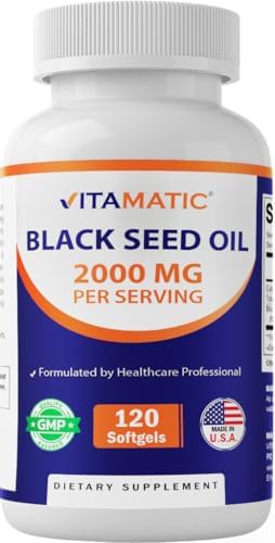 Aceite de Semilla de Comino Negro Vitamatic 2000 mg por Porción, Aceite de Nigella Sativa Prensado en Frío, Softgels de Alta Potencia para Bienestar - imagen 1