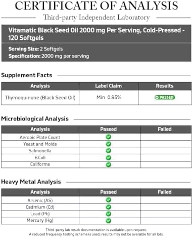 Aceite de Semilla de Comino Negro Vitamatic 2000 mg por Porción, Aceite de Nigella Sativa Prensado en Frío, Softgels de Alta Potencia para Bienestar - imagen 3