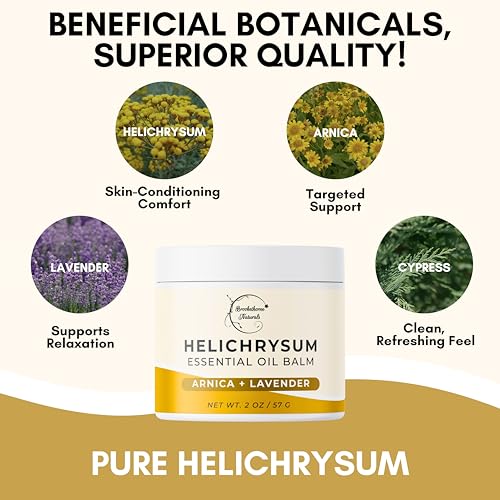 Bálsamo Brookethorne Naturals de Helichrysum | Bálsamo Concentrado de Aceite Esencial de Helichrysum para Piel Frágil | Arnica Montana, Aceite de - imagen 4