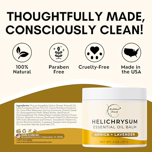 Bálsamo Brookethorne Naturals de Helichrysum | Bálsamo Concentrado de Aceite Esencial de Helichrysum para Piel Frágil | Arnica Montana, Aceite de - imagen 5