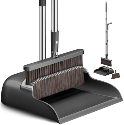 Juego de Escoba y Recogedor CTIME, con Cabezal Extra y Mango Ajustable de 52, Recogedor con Dientes para Limpiar Pelo de Mascota, Ideal para Hogar, - imagen 1