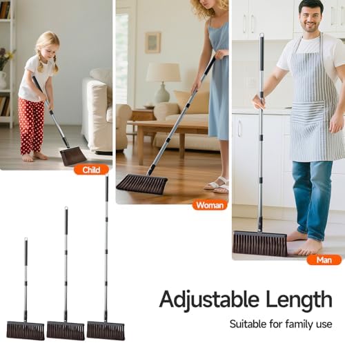 Juego de Escoba y Recogedor CTIME, con Cabezal Extra y Mango Ajustable de 52, Recogedor con Dientes para Limpiar Pelo de Mascota, Ideal para Hogar, - imagen 8