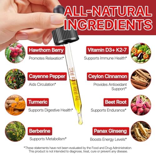 Gotas de Pimienta de Cayena Orgánica, Suplemento Saludable con Cúrcuma, Vitamina K2 y D3, Vegano - 2 Fl Oz - imagen 2