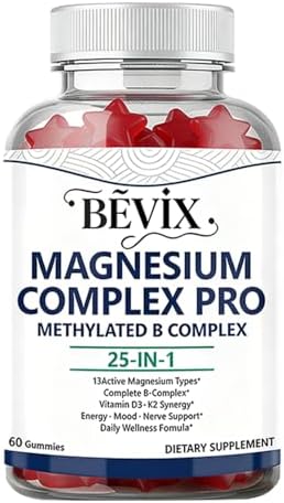 Gomitas BEVIX Complejo de Magnesio con B Complejo Metilado, 60 gomitas para Relajación, Energía y Nervios - imagen 1