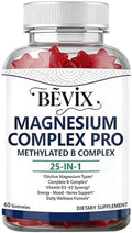 Gomitas BEVIX Complejo de Magnesio con B Complejo Metilado, 60 gomitas para Relajación, Energía y Nervios - imagen 1