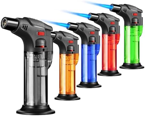 Encendedor de Soplete Recargable Butano 5 Piezas, Multiusos, Resistente al Viento, Ideal para Velas, Chimeneas, Camping y Parrillas (Combustible No - imagen 1