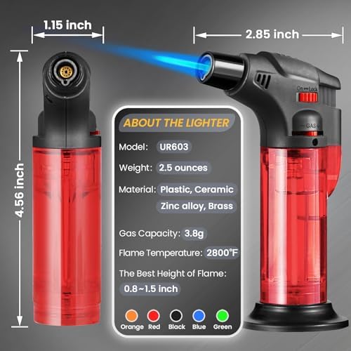 Encendedor de Soplete Recargable Butano 5 Piezas, Multiusos, Resistente al Viento, Ideal para Velas, Chimeneas, Camping y Parrillas (Combustible No - imagen 5