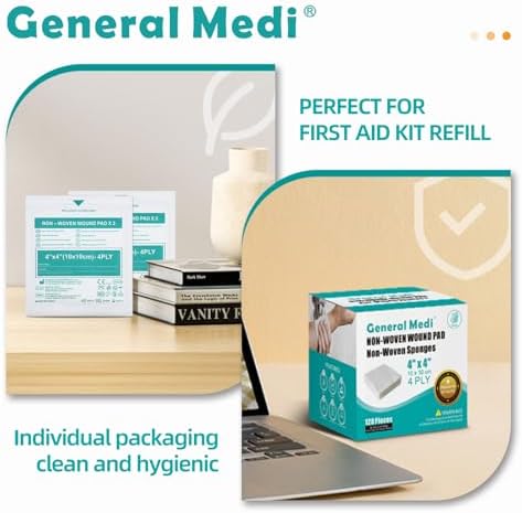 Esponjas de Gasa Estériles General Medi, 4 x 4 - Paquetes Individuales de Esponjas Absorbentes para Heridas Menores, Cortes y Quemaduras (60 - imagen 6