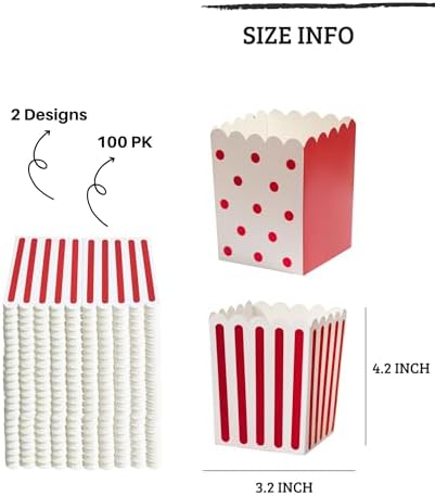 Cajas de Palomitas Mini Winoo Design 100 Piezas - Contenedores de Papel para Fiestas y Noche de Película - imagen 2