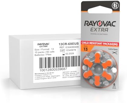 Baterías para audífonos Rayovac Extra tamaño 13, de zinc-aire sin mercurio, duraderas - 1.45v (60 baterías) - imagen 2