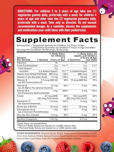 Gomitas Multivitamínicas para Niños de Nature's Truth con Probióticos | 60 Unidades | Sabor Berry Punch | Suplemento Vegetariano, No GMO y Sin Gluten - imagen 2