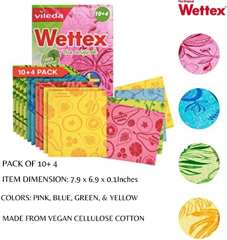 Wettex Original Paquete de 14 Trapos Suecos para Cocina - Toallas de Papel Ecológicas Reutilizables - Trapos Variados para Lavar Platos - imagen 5