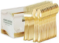 Set de Cubiertos Desechables Dorados, 120 Piezas de Tenedores y Cucharas, Utensilios Desechables de Oro - imagen 1