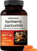 Suplemento de Cúrcuma y Curcumina con Pimienta Negra y Jengibre | 95% Curcuminoides | 240 Softgels con Aceite MCT para Mejor Absorción (Suministro - imagen 1
