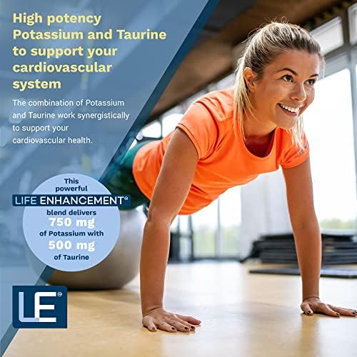 Suplemento de Potasio de Alta Potencia Life Enhancement, Fórmula Sinérgica Cardio, 750mg Potasio/500mg Taurina, Salud Cardiovascular, Hecho en EE. - imagen 2