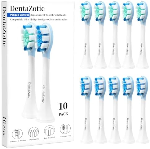 Cabezas de Repuesto DentaZotic para Control de Placa, Compatible con Philips Sonicare, 10 Piezas para Cepillos de Dientes Eléctricos Adultos, Blancas - imagen 1