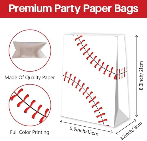 Bolsas de Regalo de Béisbol BQN de 24 Piezas para Decoraciones de Fiesta, Dulces y Sorpresas para Niños y Niñas - imagen 7
