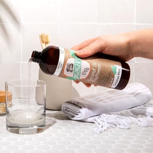 Enjuague bucal de aceite de coco Dr. Ginger's, sin flúor, sin alcohol y sin colorantes, sabor coco menta, 14 fl oz, refresca el aliento en 2 minutos - imagen 4