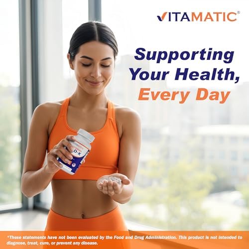 Suplemento vitamínico Vitamatic ADK, 180 cápsulas vegetales, alta potencia de vitaminas A, D3 y K2 para la salud ósea y absorción de calcio, sin OGM, - imagen 7