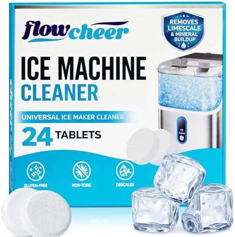 Tabletas Limpiadoras para Máquinas de Hielo Flowcheer, Desincrustante para Uso en Casa y de Mostrador, 24 Contenidos para 1 Año, Apta para la Mayoría - imagen 1