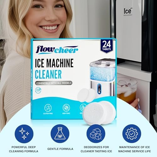 Tabletas Limpiadoras para Máquinas de Hielo Flowcheer, Desincrustante para Uso en Casa y de Mostrador, 24 Contenidos para 1 Año, Apta para la Mayoría - imagen 2